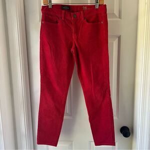 J. Crew | Toothpick red corduroy ankle pants 28